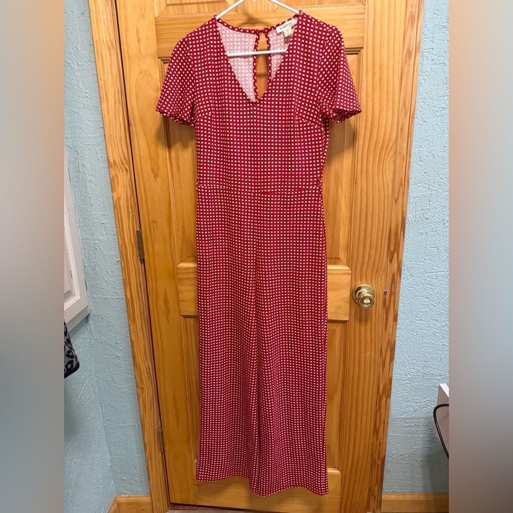 Monteau Red and White Gingham Women's jumpsuit size S